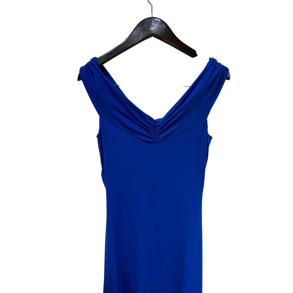 NWT With Love Jessica xx Blue Draped Evening Gown Size 12 - Picture 5 of 11